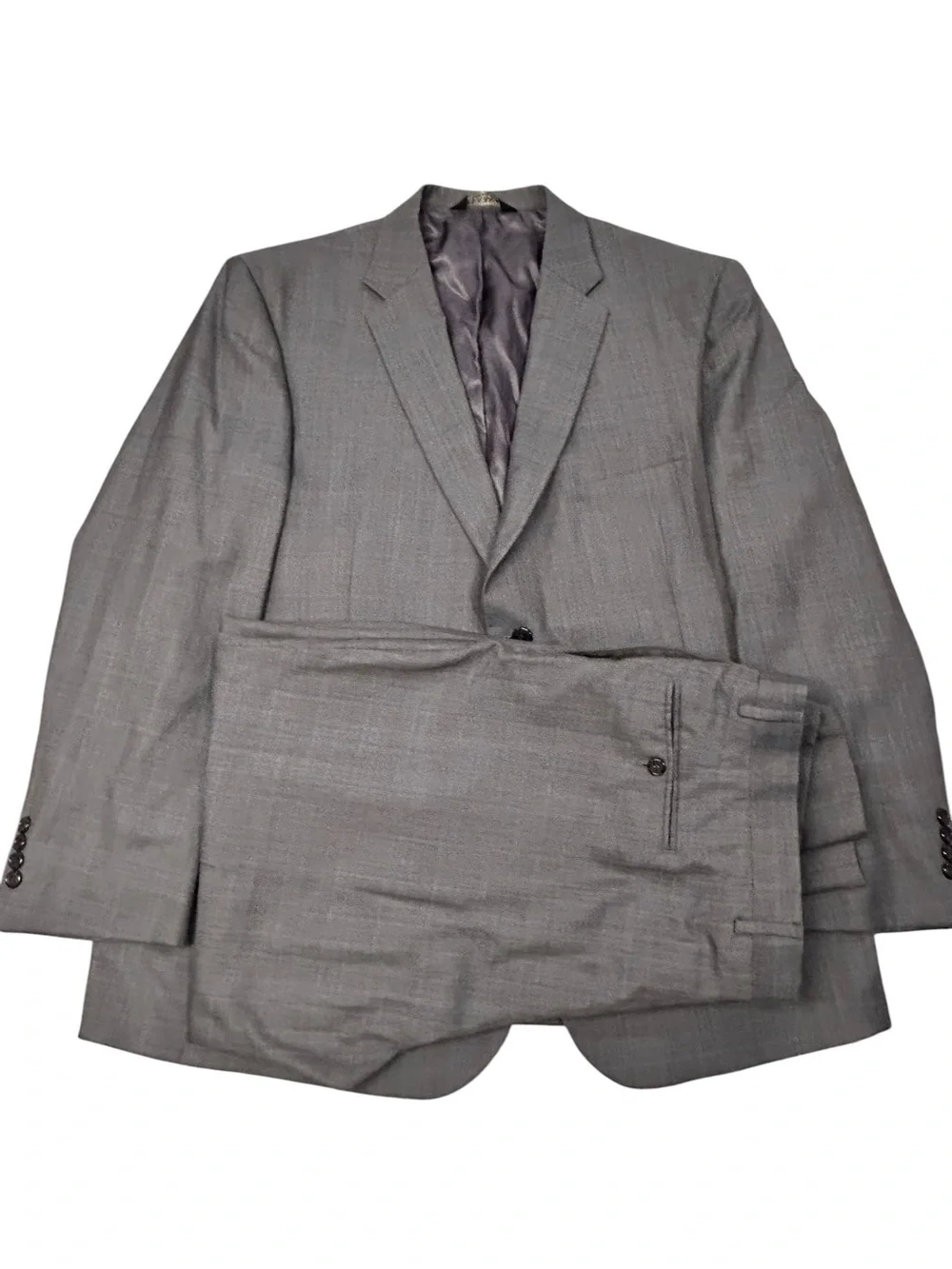 Jos. A. Bank Signature Collection Men's Gray Plaid Two-Piece Suit 48R Wool Silk